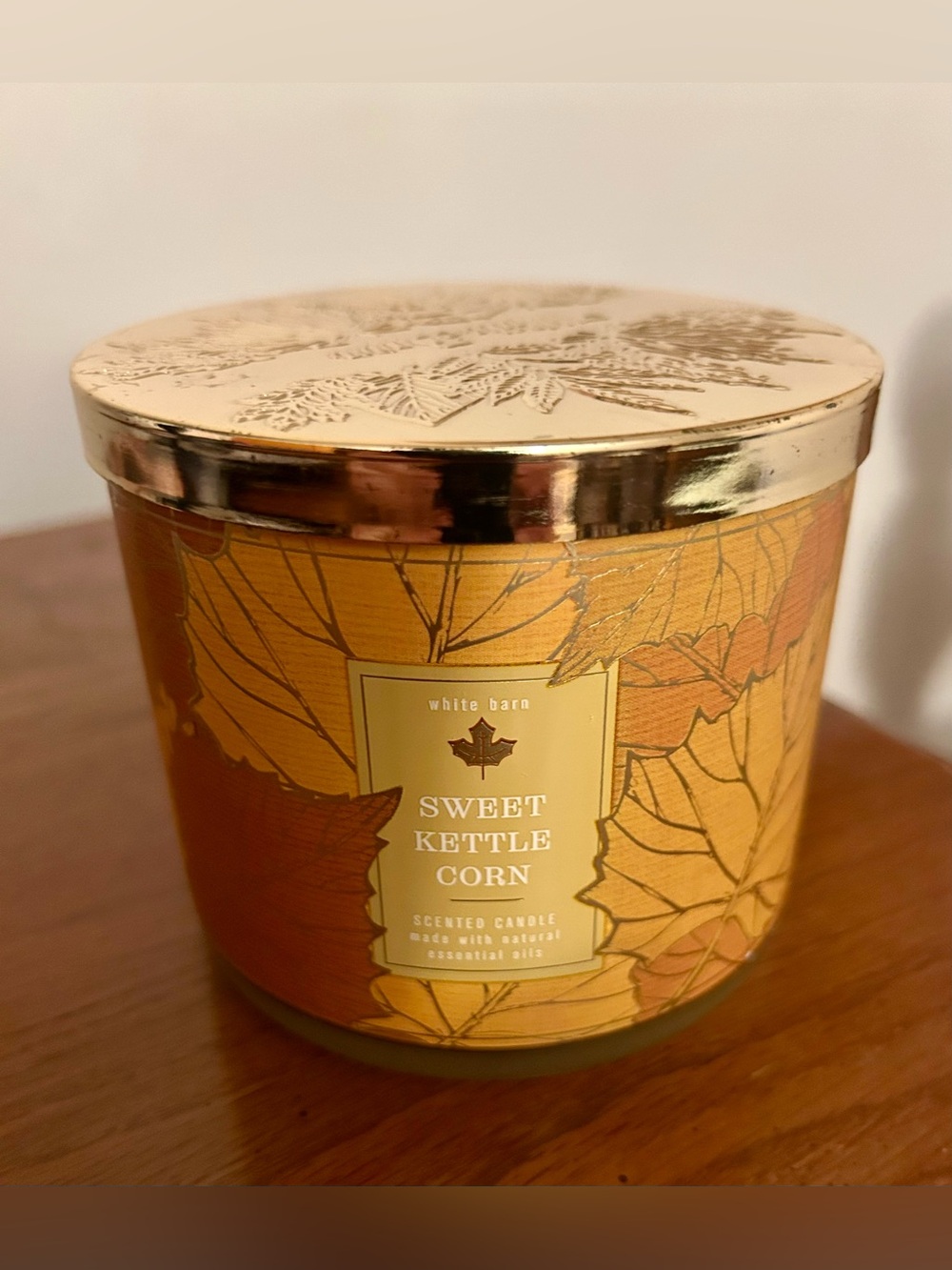 New Rare Bath and Body/White Barn 3 wick Candle “Sweet Kettle Corn”